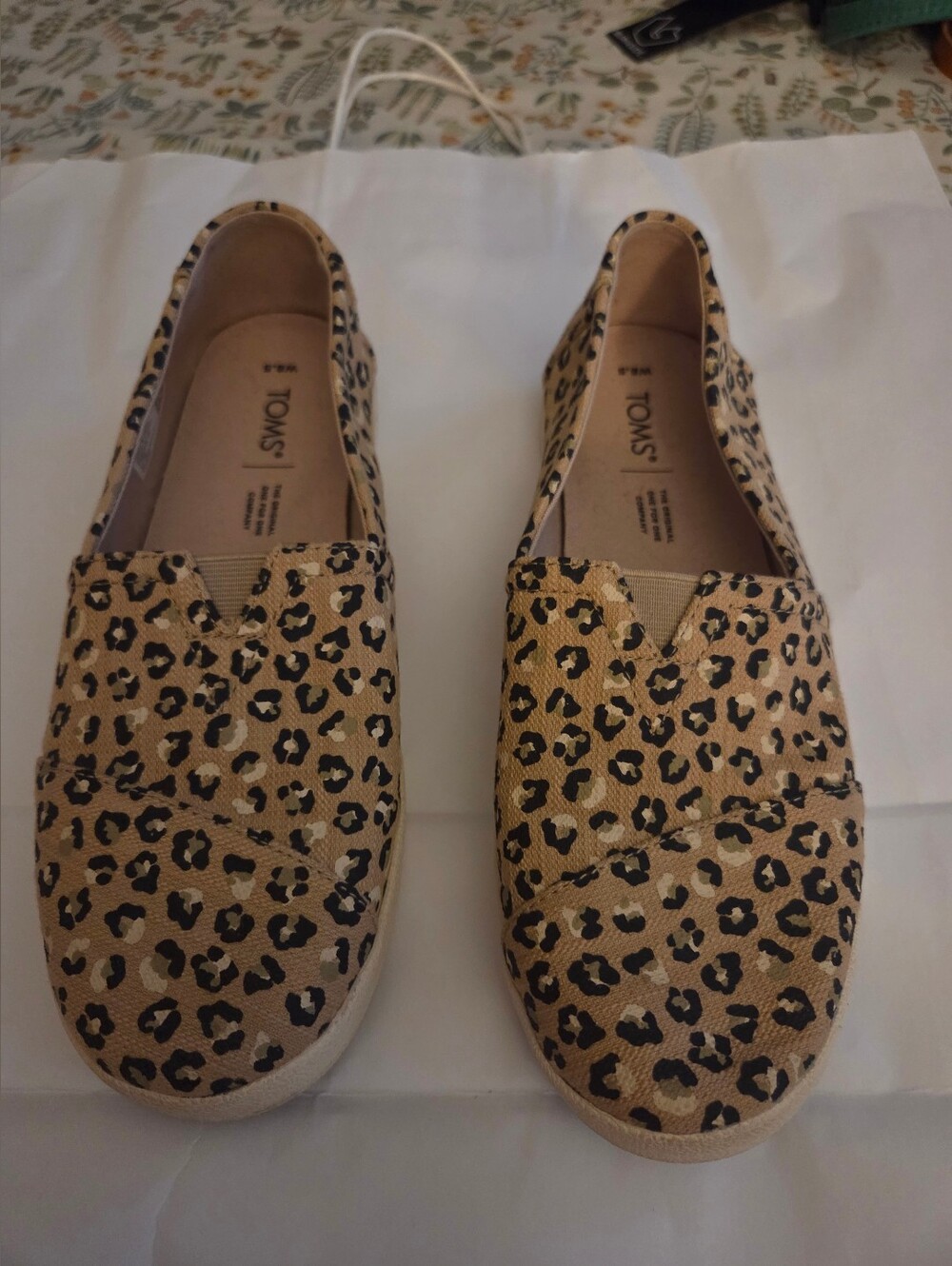 TOMS Women's Natural Leopard Print Alpargata Slip Ons